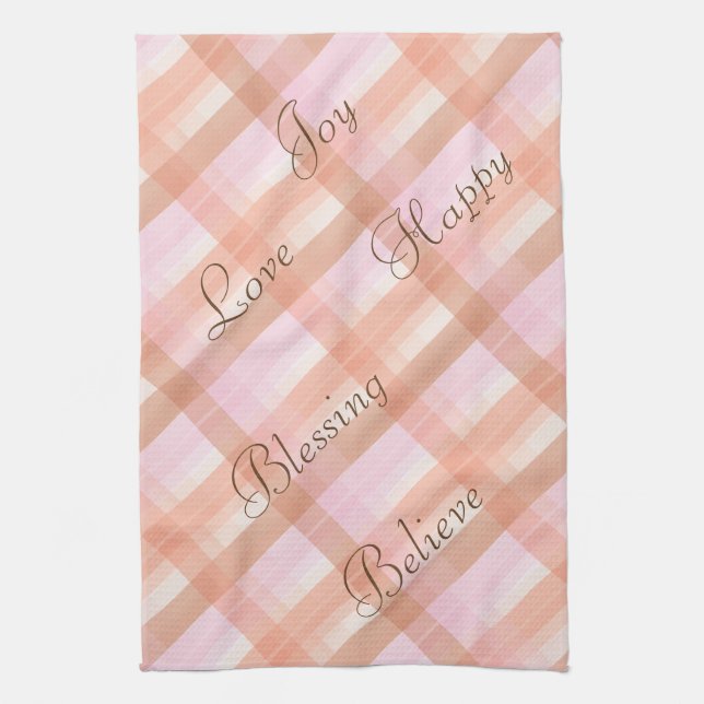 Kariertes Handtuch in Rosa und Pfirsich (Vertikal)