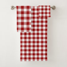 Kariertes HandtuchSet aus Gingham, rot und weiß