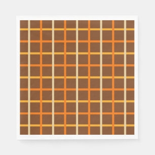 Kariertes Herbstmuster in Orange Green und Brown Serviette