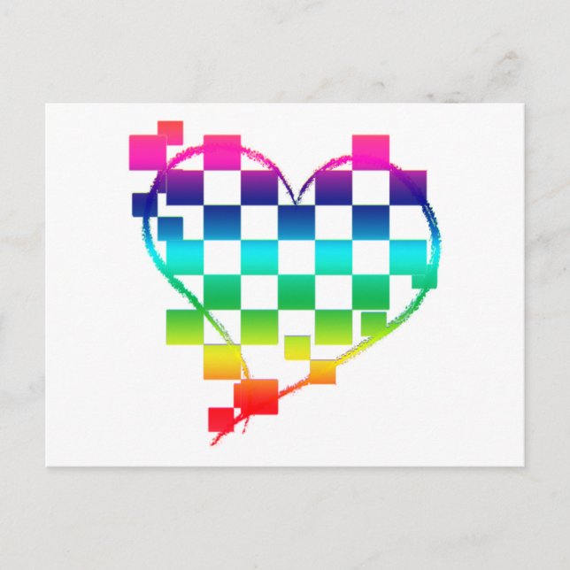 kariertes Herz. v1. Postkarte (Vorderseite)