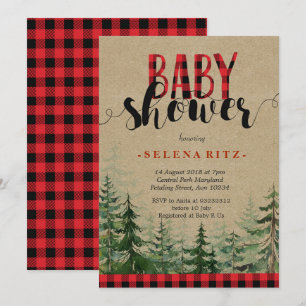 Kariertes Holz Waldwald Lumberjack Babydusche Einladung