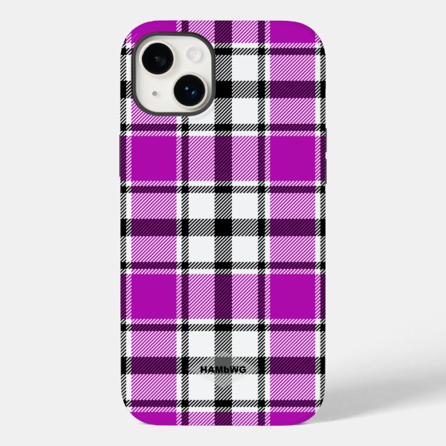 Kariertes iPhone-Case HAMbWG mit Violett, Schwarz  Case-Mate iPhone Hülle (Rückseite)