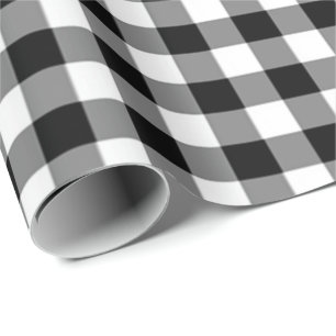 Kariertes klassisches Schwarz-Weiß-Buffalo-Muster Geschenkpapier