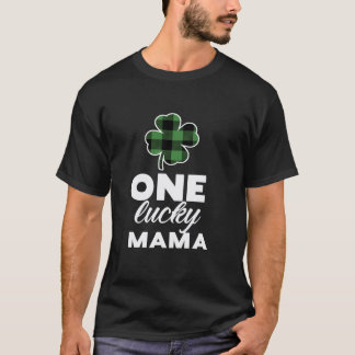 Kariertes Kleeblatt One Lucky Mama T-Shirt