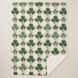 Kariertes Kleeblatt St. Patrick's Day Fleece Blank Sherpadecke
