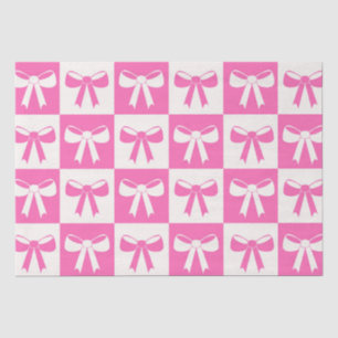 Kariertes Koketten-Mädchen-Rosa-Schleifen-Muster Seidenpapier