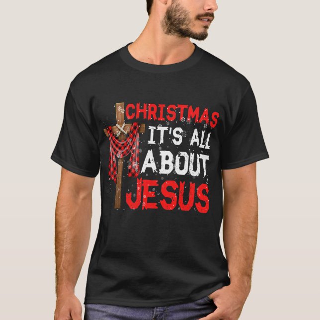 Kariertes Kreuz Weihnachten Christlich T-Shirt (Vorderseite)