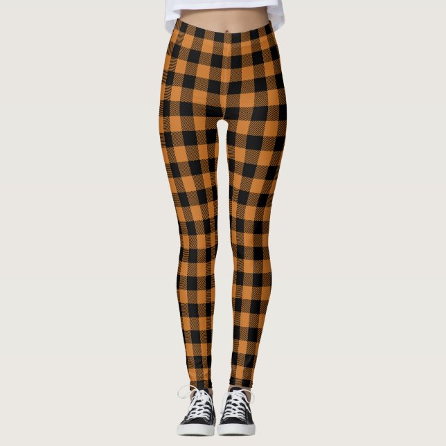 kariertes Kürbisorange Leggings (Vorderseite)