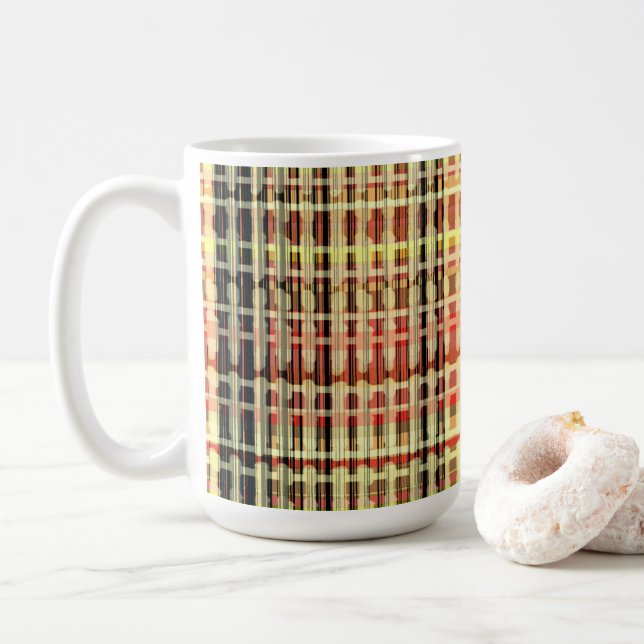 Kariertes Land - Karierter Pappentwurf Kaffeetasse (Mit Donut)