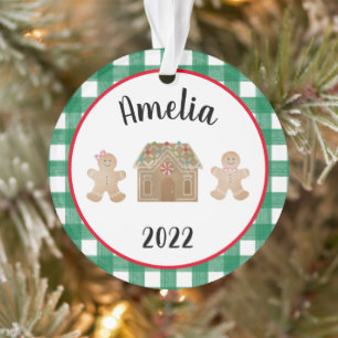 Kariertes Lebkuchen-Kinderjahr im Nachhinein Ornament