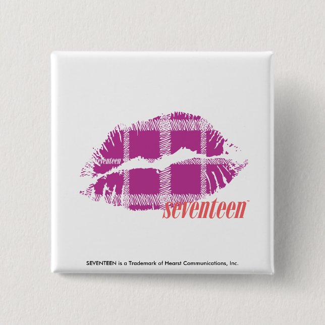 Kariertes Lila Button (Vorderseite)