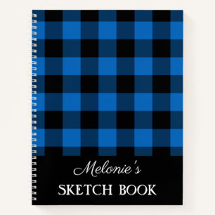 Kariertes Monogram Sketch-Buch von Rustic Blue Buf Notizbuch