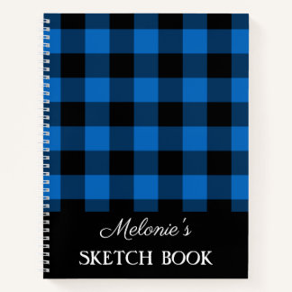 Kariertes Monogram Sketch-Buch von Rustic Blue Buf Notizbuch