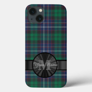 Kariertes Monogramm aus blau-grün-tartan Case-Mate iPhone Hülle