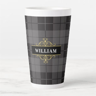 Kariertes Monogramm aus schwarzem Tartan Milchtasse