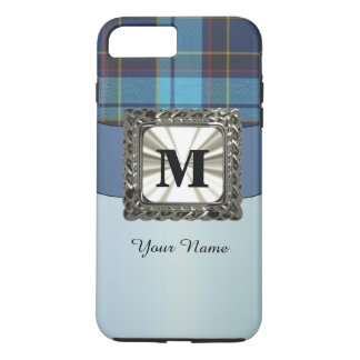 Kariertes Monogramm Blue tartan personalisiert iPhone 8 Plus/7 Plus Hülle