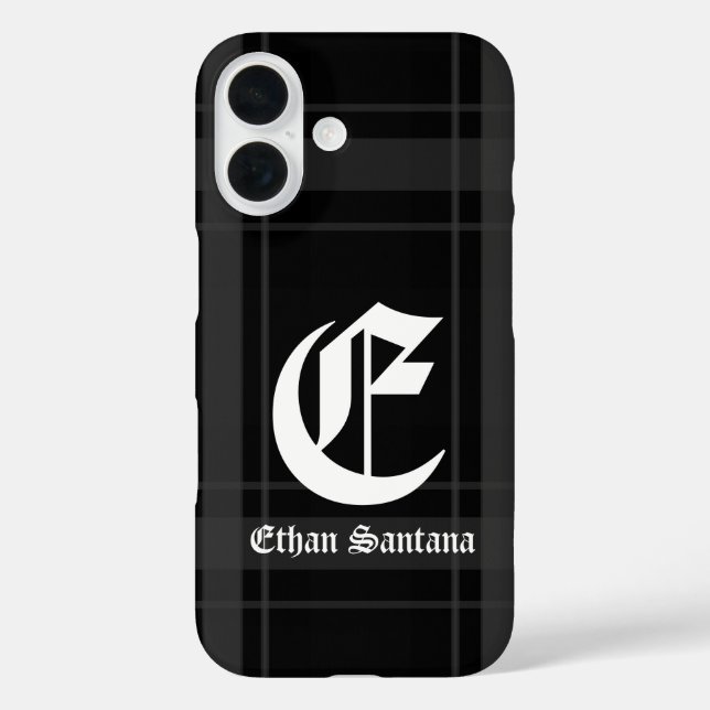 Kariertes Monogramm Case-Mate iPhone Hülle (Rückseite)