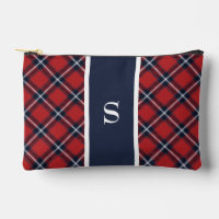 Kariertes Monogramm des Navy Red Tartan