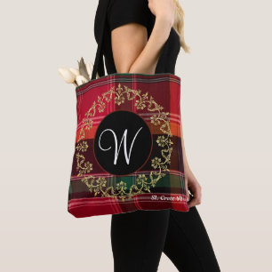 Kariertes Monogramm Goldwreath-Madras dekorativ