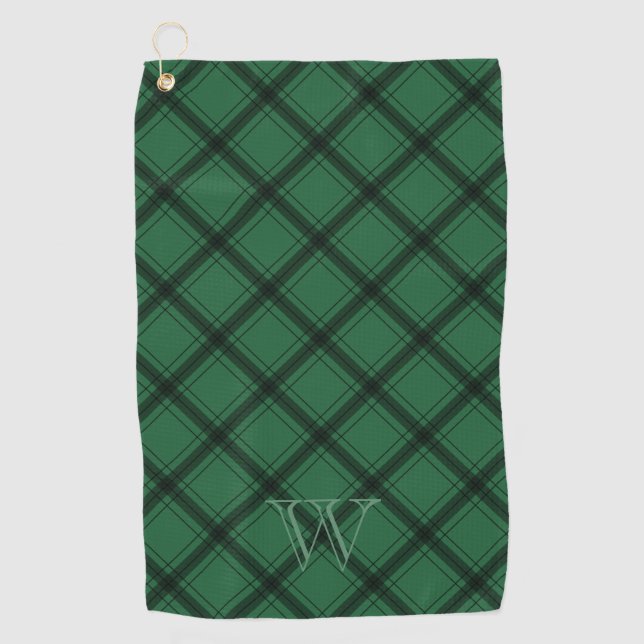Kariertes Monogramm Golfhandtuch (Vorderseite)