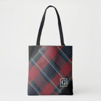 Kariertes Monogramm in klassischem Rot, Blau und S
