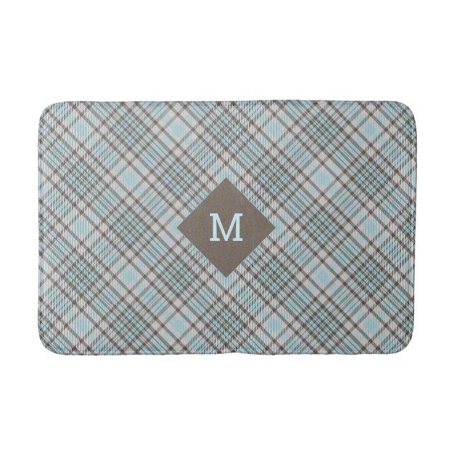 Kariertes Monogramm / Tartan Muster Bath Mat Badematte (Vorderseite)