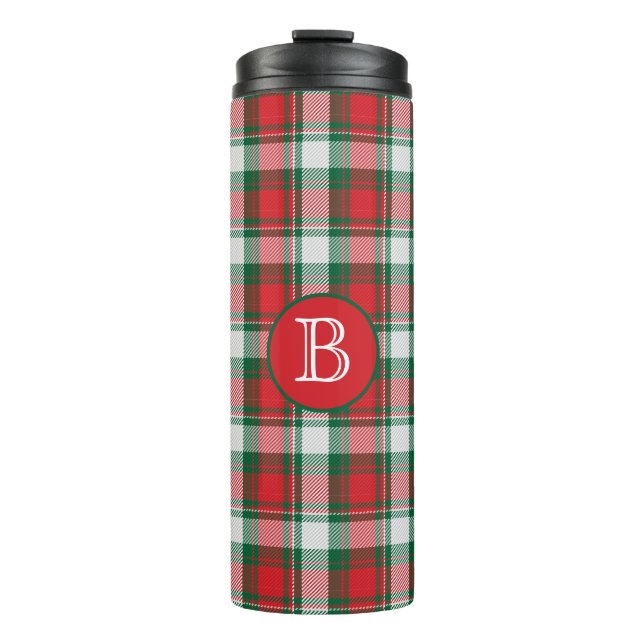 Kariertes Monogramm Thermosbecher (Vorderseite)