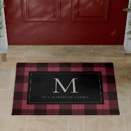 Kariertes Monogramm und Name Fußmatte