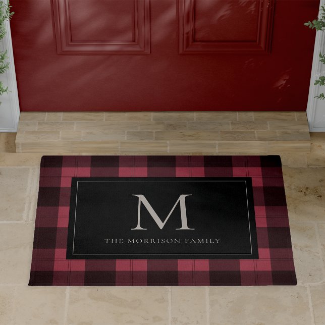 Kariertes Monogramm und Name Fußmatte (Von Creator hochgeladen)