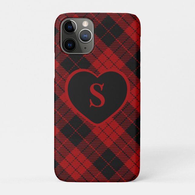 Kariertes Monogramm Weihnachten Roter Buffalo Karo Case-Mate iPhone Hülle (Rückseite)