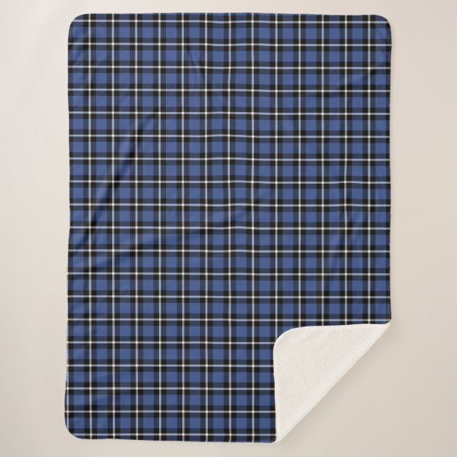 Kariertes Muster aus blauem Tartan Sherpadecke (Vorderseite)