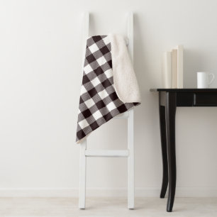 Kariertes Muster aus Gingham, schwarz und weiß, ru Sherpadecke
