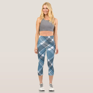 Kariertes Muster Capri Leggings Hochwaiste Capris