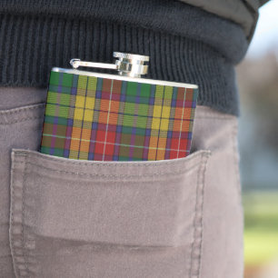 Kariertes Muster des Buchanan Clan Tartan Flachmann