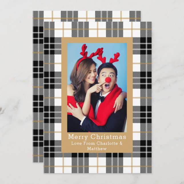 Kariertes Muster-Fotovorlage Personalisiert Einladung (Vorne/Hinten)