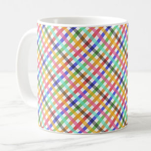 Kariertes Muster für mehrfarbiges Gingham Kaffeetasse