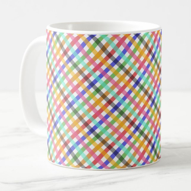 Kariertes Muster für mehrfarbiges Gingham Kaffeetasse (Von Creator hochgeladen)