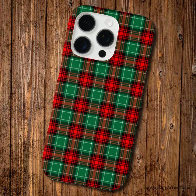Kariertes Muster für Red Green Holiday Case-Mate iPhone Hülle (Retro country red green plaid pattern.)