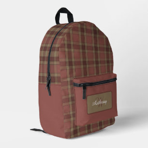 Kariertes Muster für Rost und Tan - Personalisiert Bedruckter Rucksack