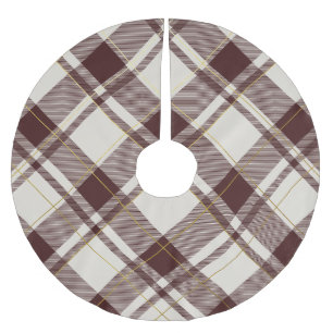 Kariertes Muster in Beige & Dark Red Tartan Polyester Weihnachtsbaumdecke