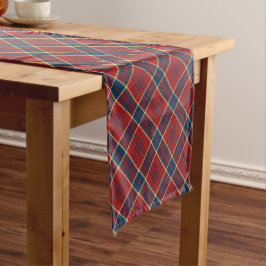 Kariertes Muster in Navy Blue Red Madras Kurzer Tischläufer