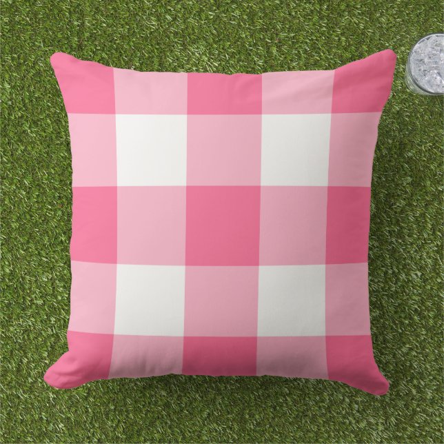 Kariertes Muster in Rosa und Weiß Gingham Kissen (Gras)