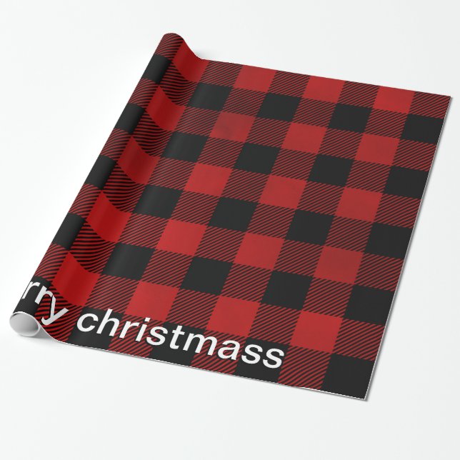 kariertes Muster in Rot und Schwarz Geschenkpapier (Ungerollt)
