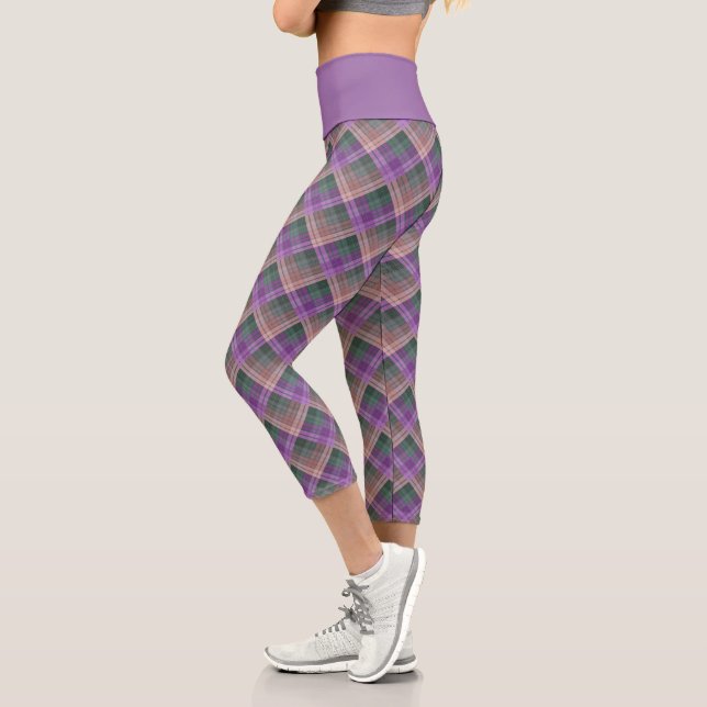 Kariertes Muster mit Zickzack-Färbung Capri Leggings (Links)