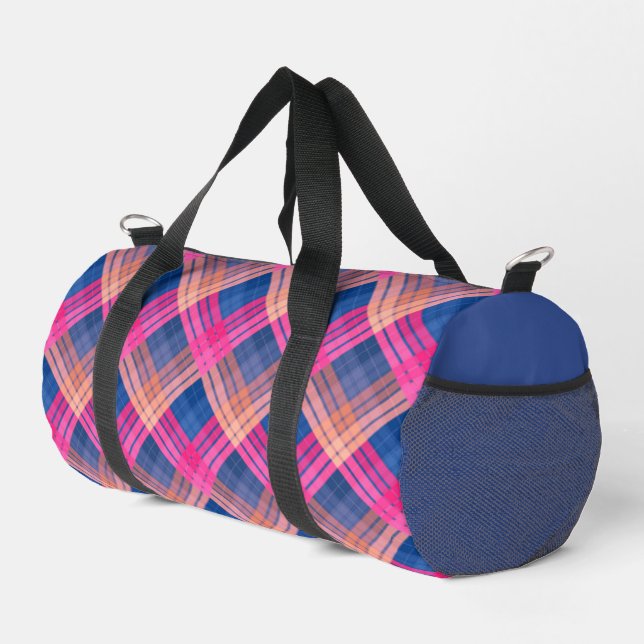 Kariertes Muster mit Zickzack-Färbung Duffle Bag (Rechte Ecke)