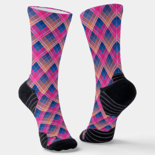 Kariertes Muster mit Zickzack-Färbung Socken