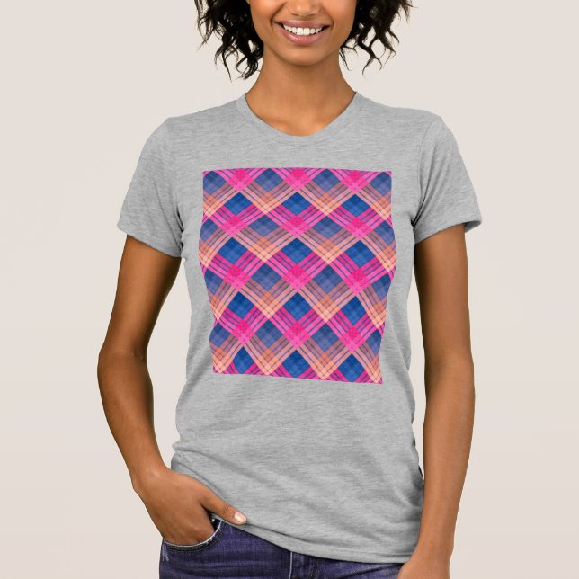 Kariertes Muster mit Zickzack-Färbung T-Shirt (Vorderseite)