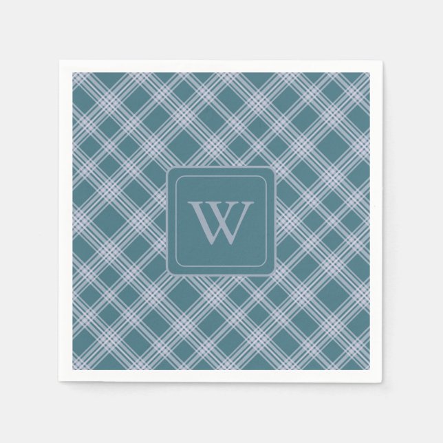 Kariertes Muster-Monogramm Napkins Serviette (Vorderseite)