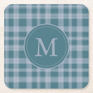 Kariertes Muster-Monogramm-Untersetzer für den Mut Rechteckiger Pappuntersetzer