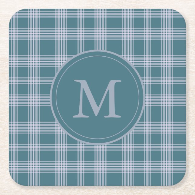 Kariertes Muster-Monogramm-Untersetzer für den Mut Rechteckiger Pappuntersetzer (Vorderseite)